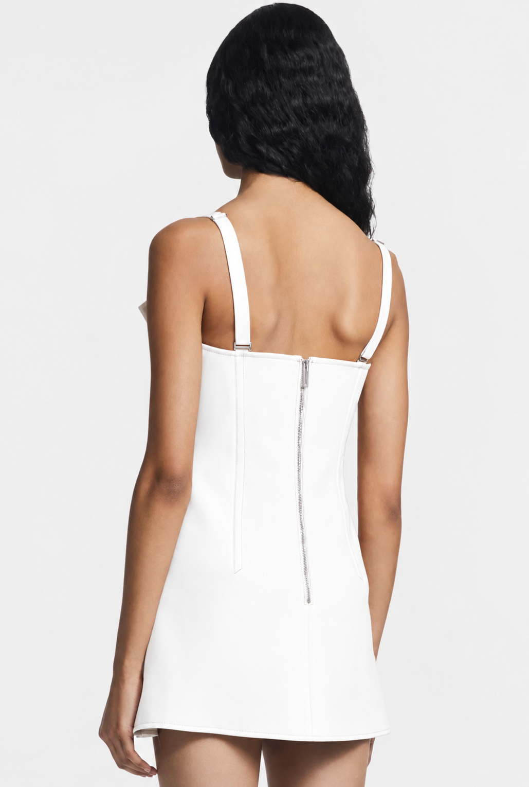 Accordion Pleat Mini Dress White