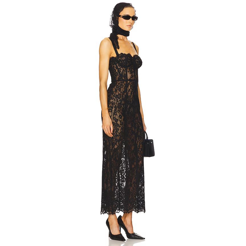 The Lace Column Dress Black