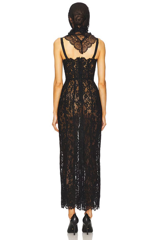 The Lace Column Dress Black