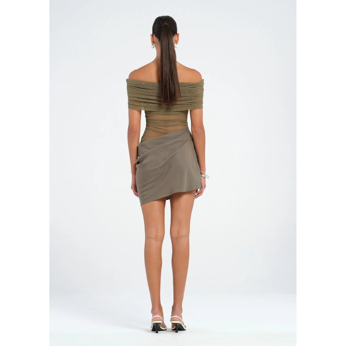 Nico Off Shoulder Khaki Mini