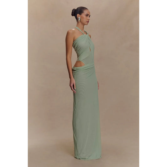 Edwina Knotted Mesh Maxi Sage