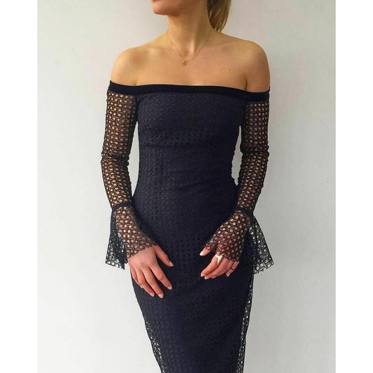 Zinnia Black Mesh Midi