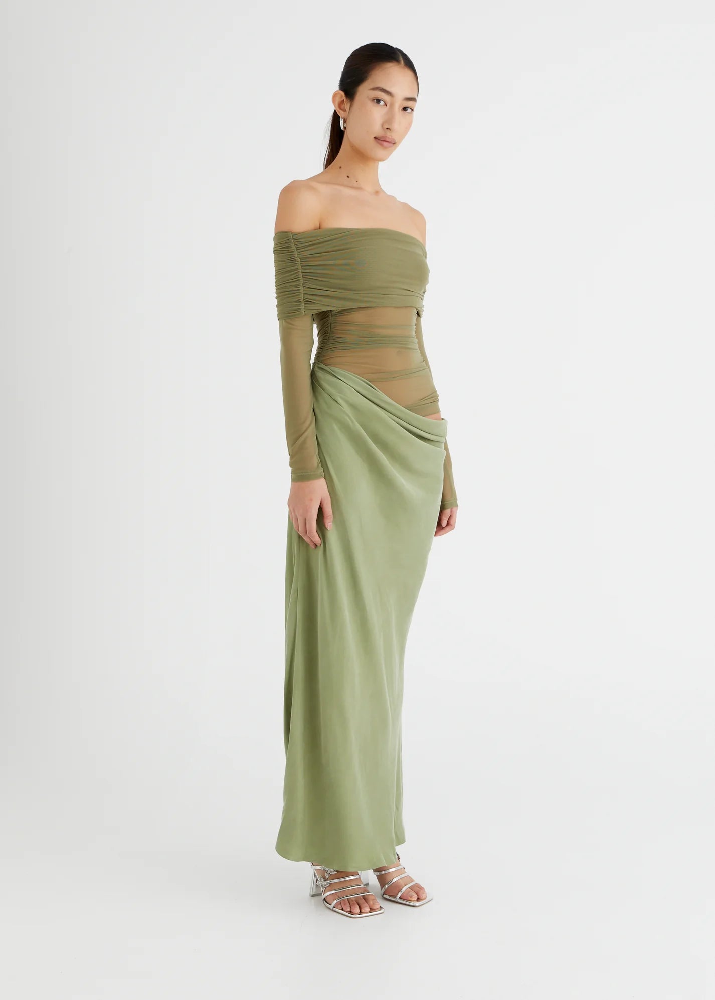 Yasmin Off-Shoulder Maxi Pistachio