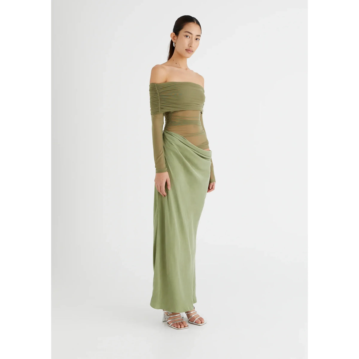 Yasmin Off-Shoulder Maxi Pistachio