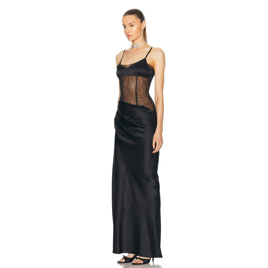 Dunya Draped Gown Black