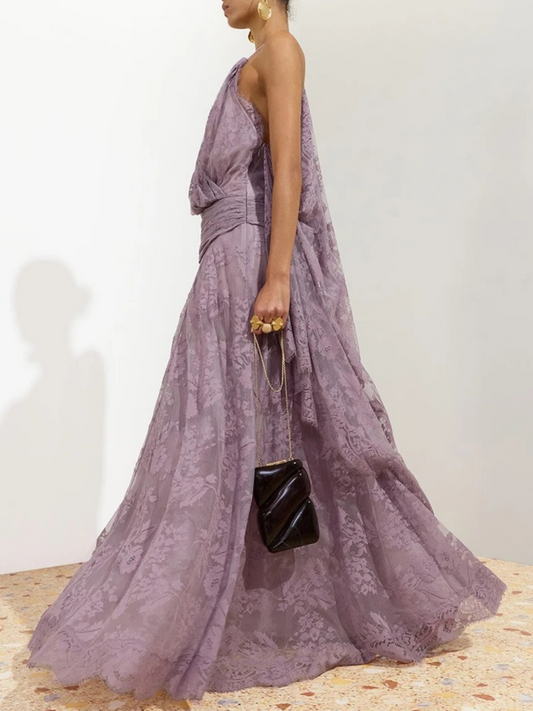 Clash Lace Drape Maxi Dress
