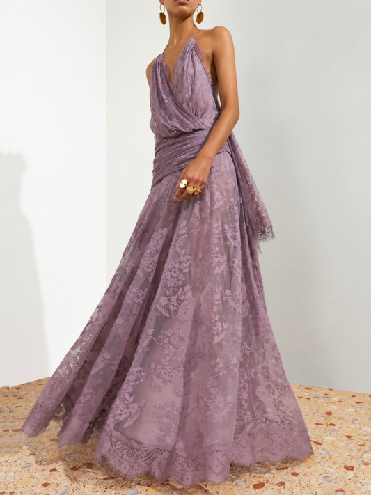 Clash Lace Drape Maxi Dress