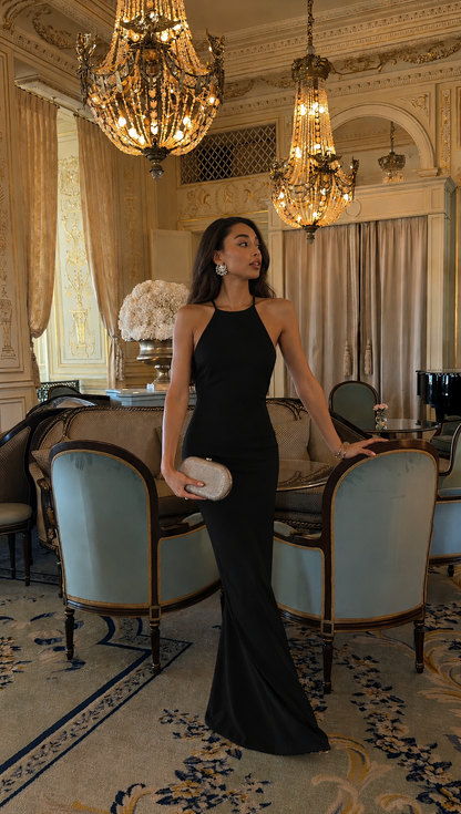 Black Backless Embellished