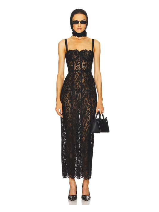 The Lace Column Dress Black
