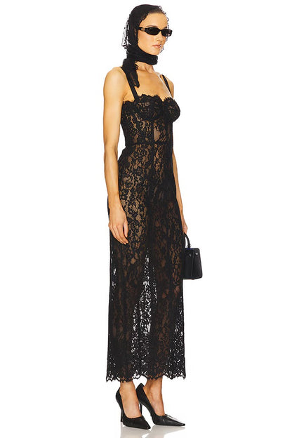 The Lace Column Dress Black