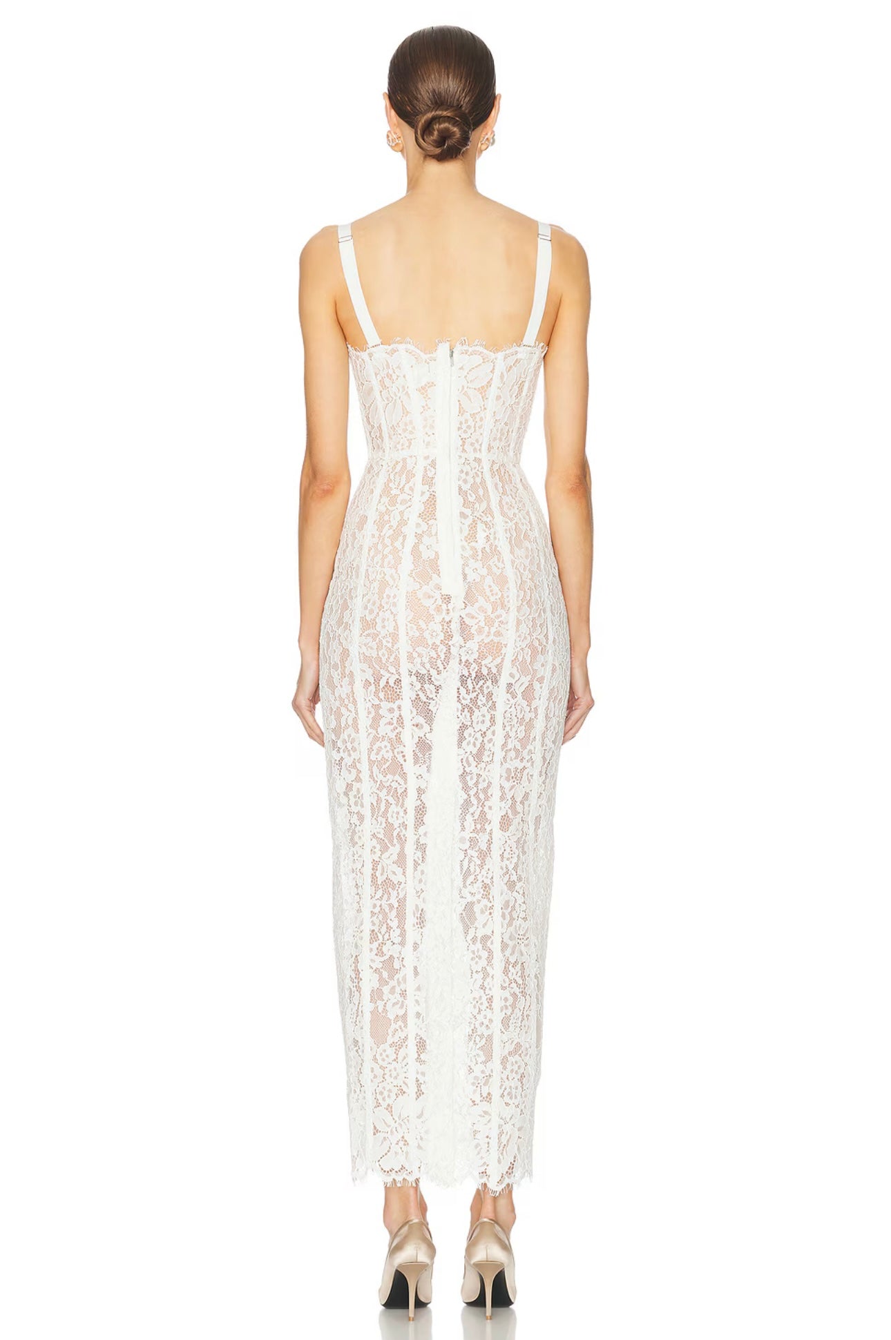 The Lace Column Dress White