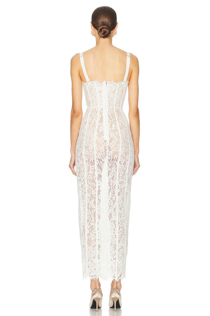 The Lace Column Dress White