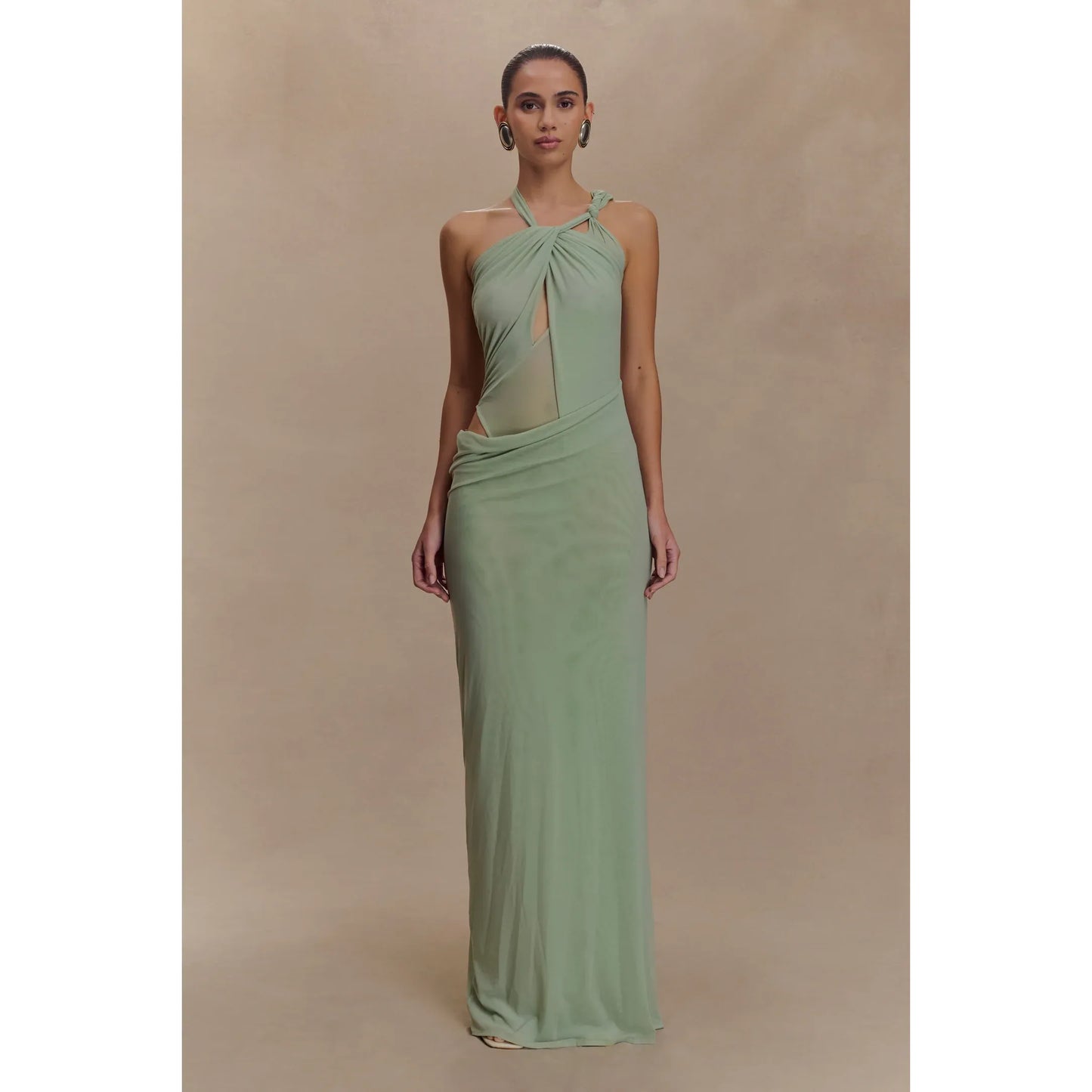 Edwina Knotted Mesh Maxi Sage