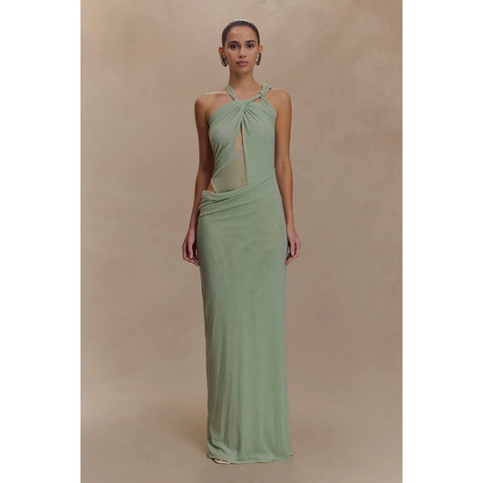 Edwina Knotted Mesh Maxi Sage