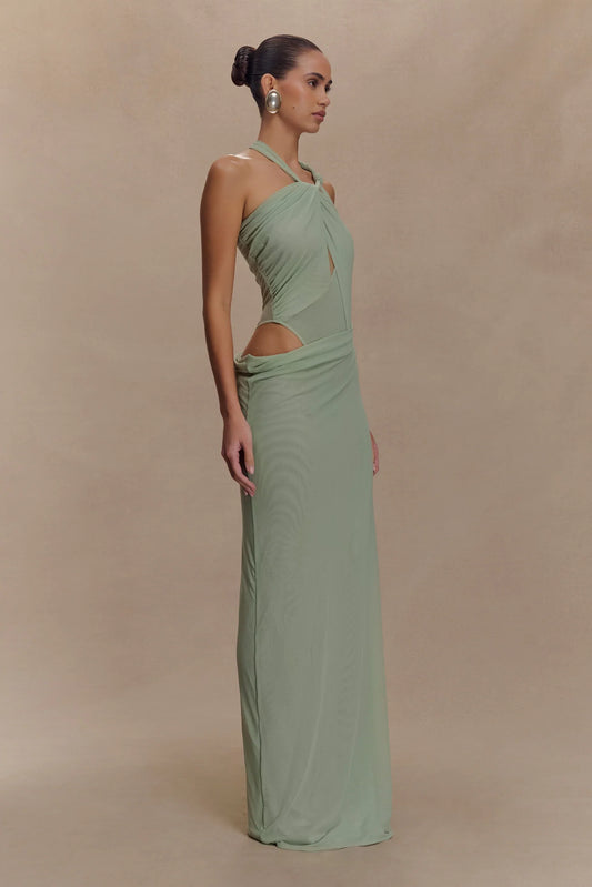 Edwina Knotted Mesh Maxi Sage