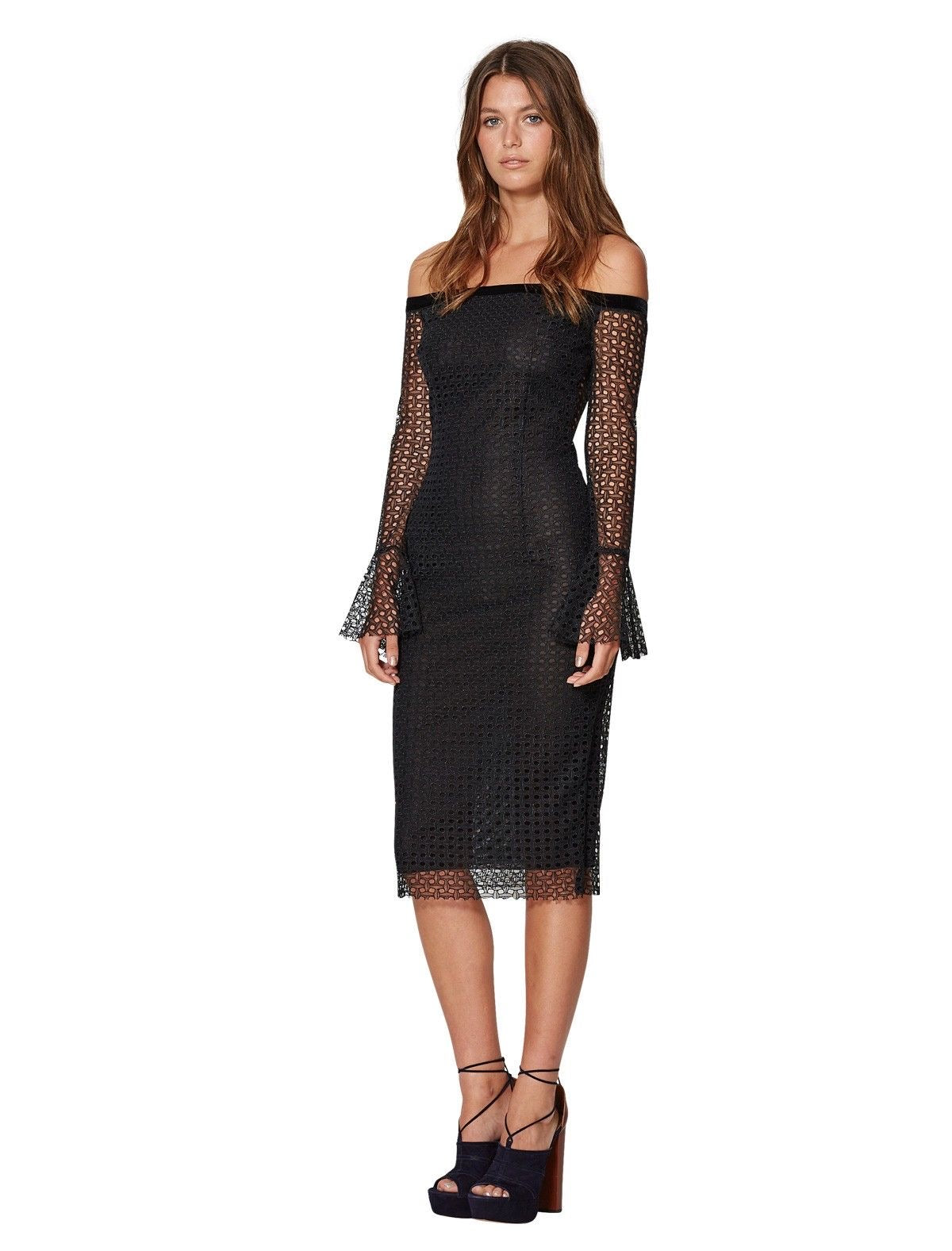Zinnia Black Mesh Midi