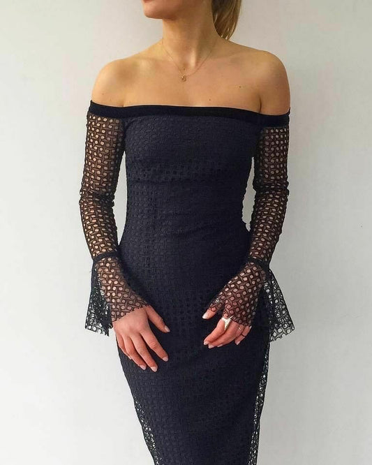 Zinnia Black Mesh Midi