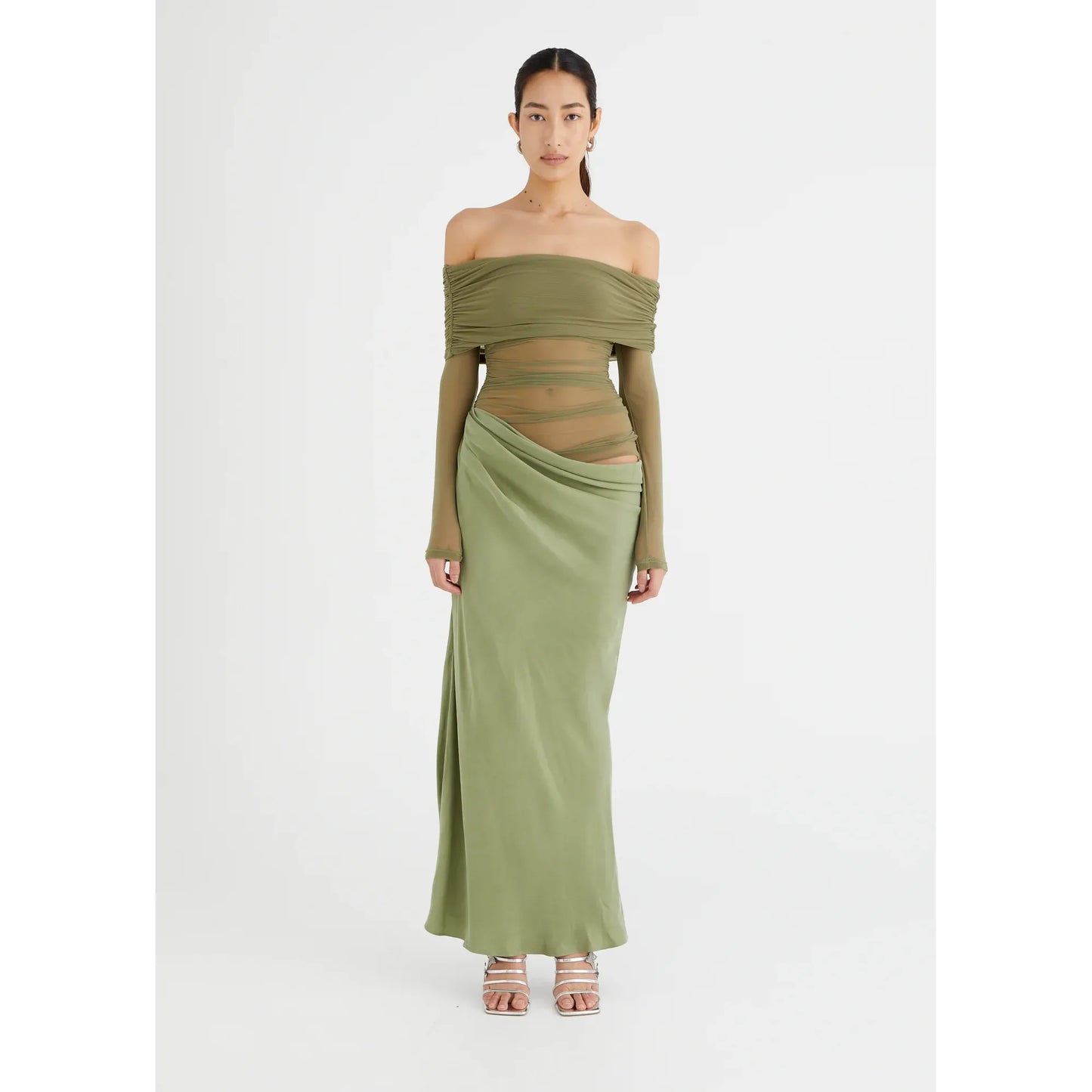 Yasmin Off-Shoulder Maxi Pistachio