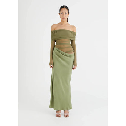 Yasmin Off-Shoulder Maxi Pistachio