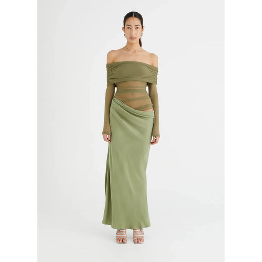 Yasmin Off-Shoulder Maxi Pistachio