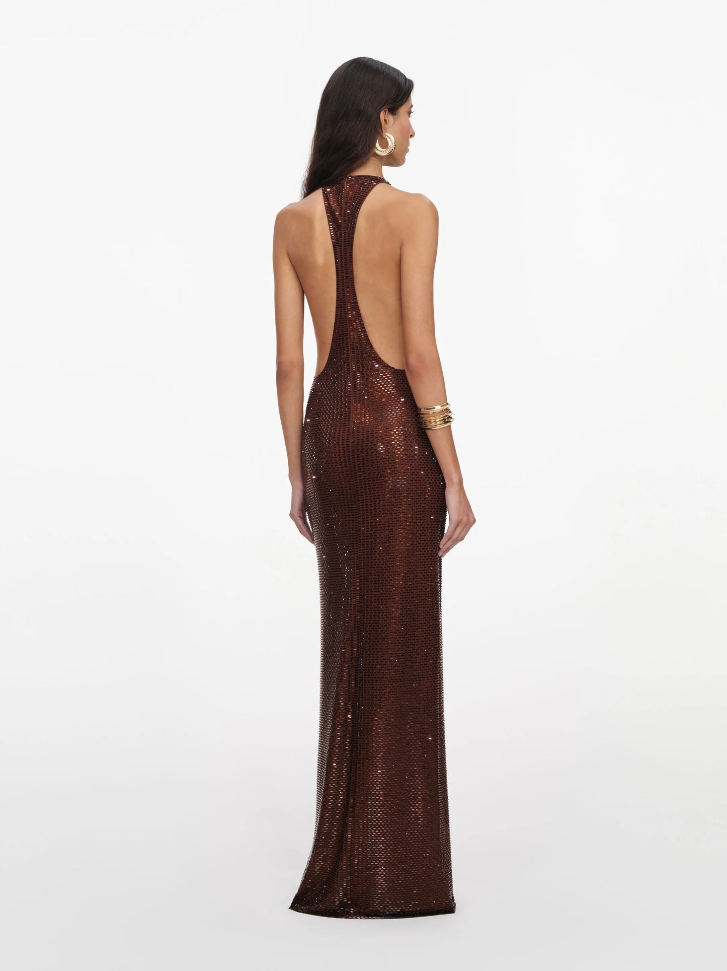 Brown Rhinestone Racer Back Dress