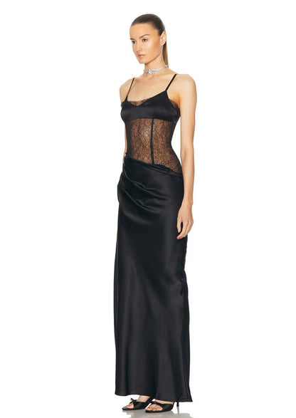 Dunya Draped Gown Black