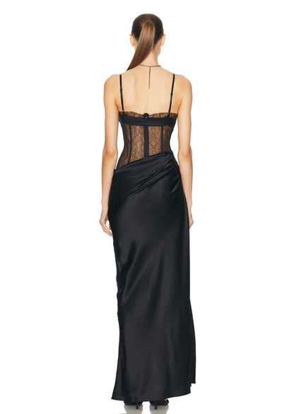 Dunya Draped Gown Black